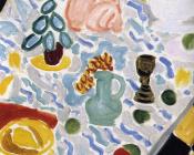 亨利 马蒂斯 : 绿色大理石餐桌与静物